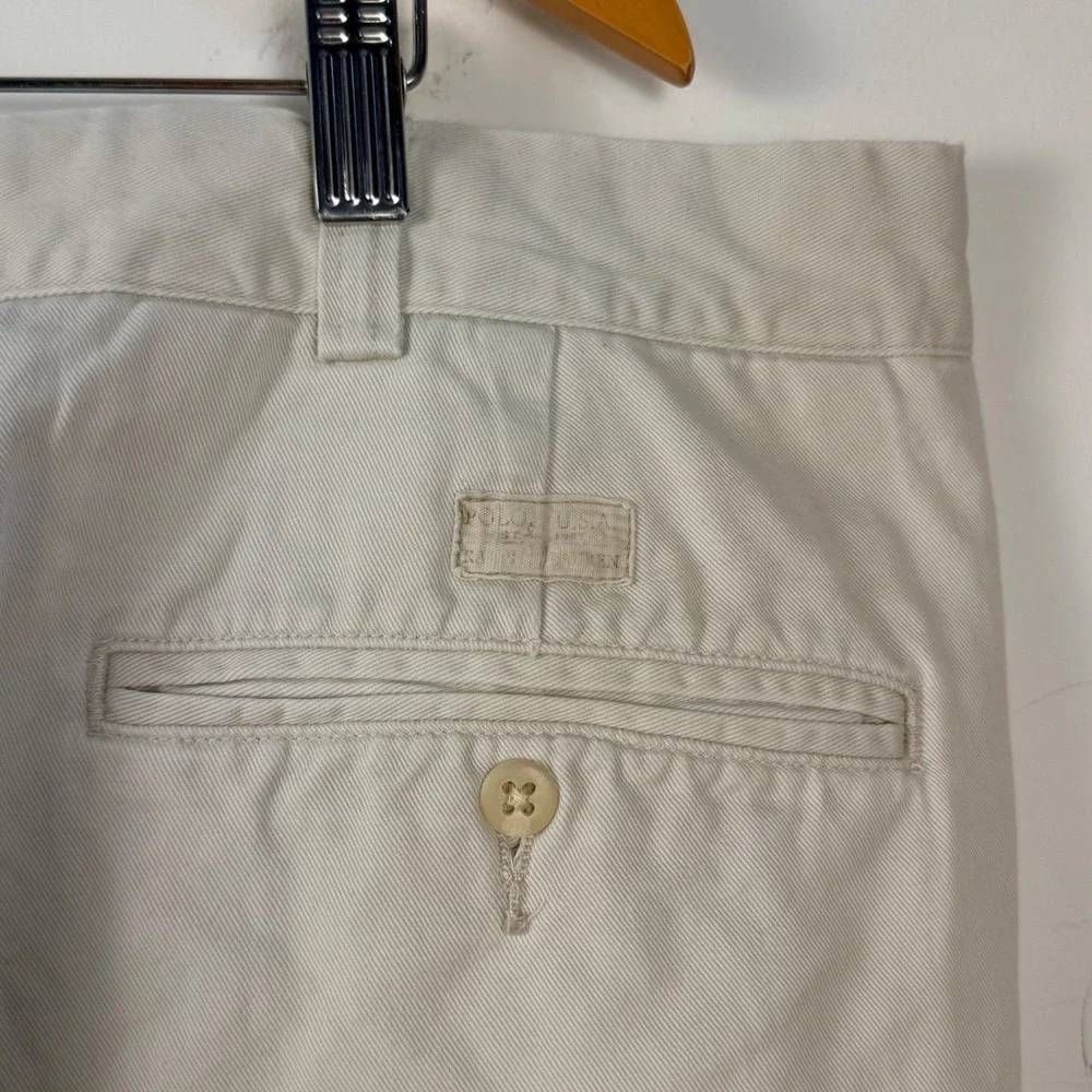 Vintage Polo Ralph Lauren Shorts Men 44 Khaki Pleated Front Cotton Chino Preppy‎
